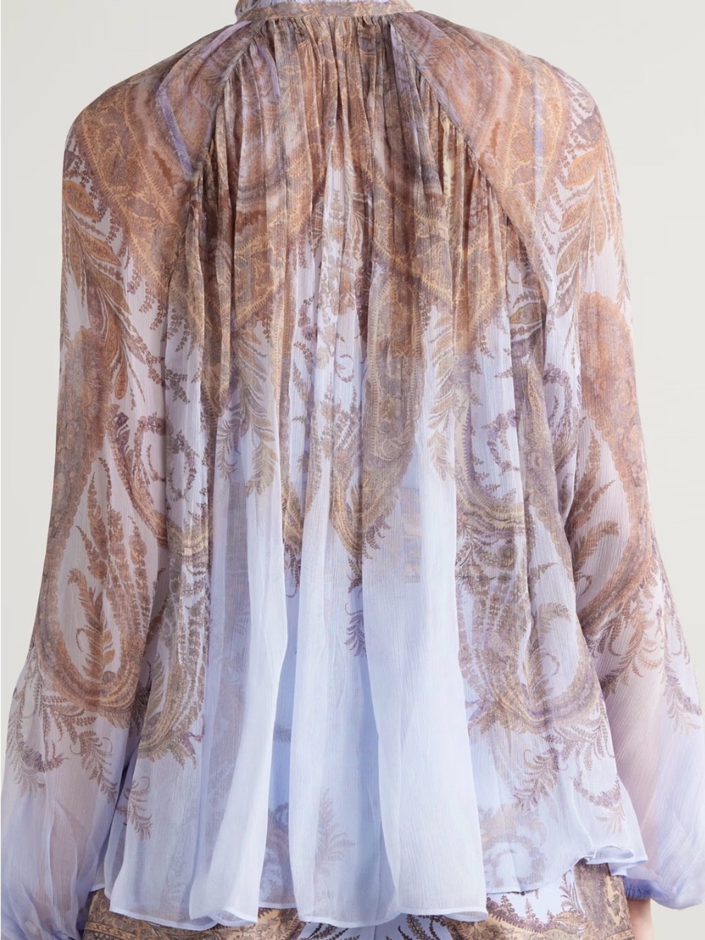 Zimmermann Sheer Lavender Blouse with Gold Embroidered Tassels - Picture 2 of 3